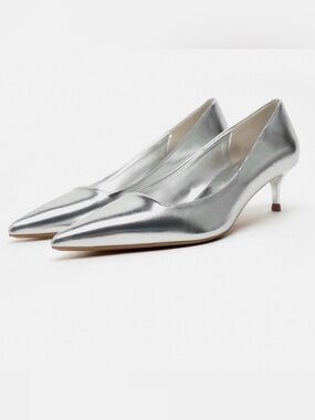 J. Crew Metallic Silver Pointed Toe Flats